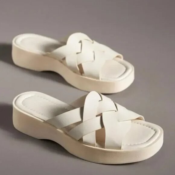 Anthropologie Shoes - Anthropologie Pilcro Woven Slide Sandals Bone White Size 39/8.5 NEW